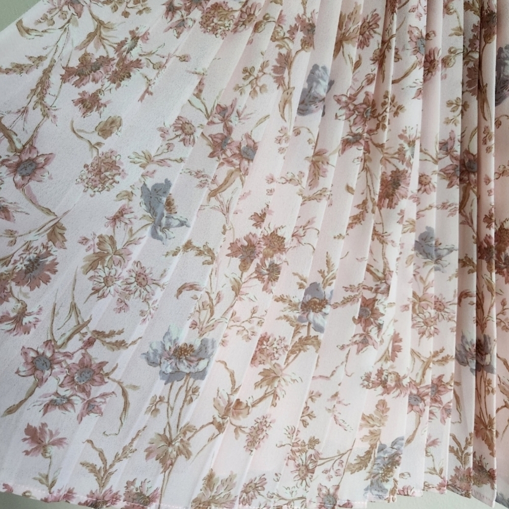 Laura Ashley accordion pleat pleated skirt blush pink floral print plisse size 6 - Picture 2 of 10